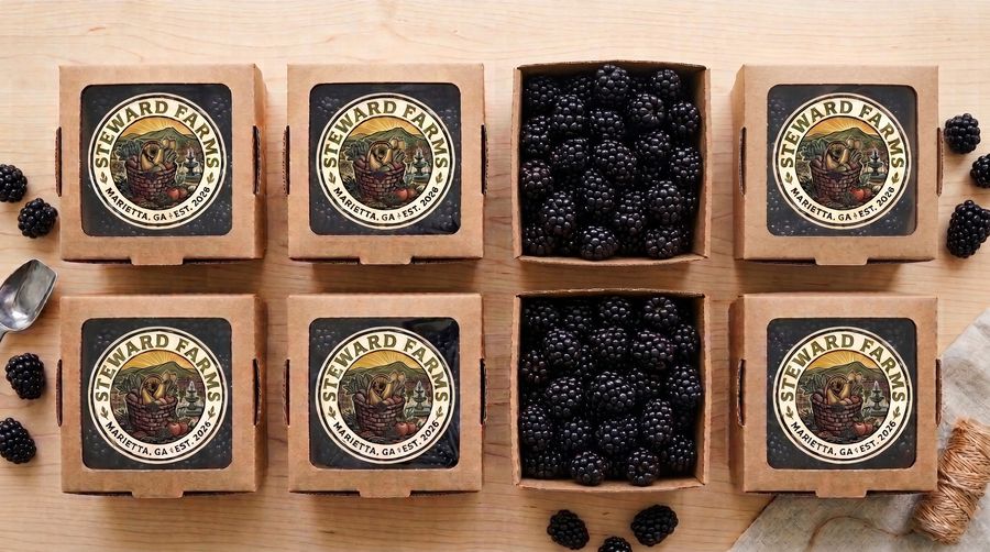 Steward Farms pesticide-free blackberry pints — Marietta Georgia
